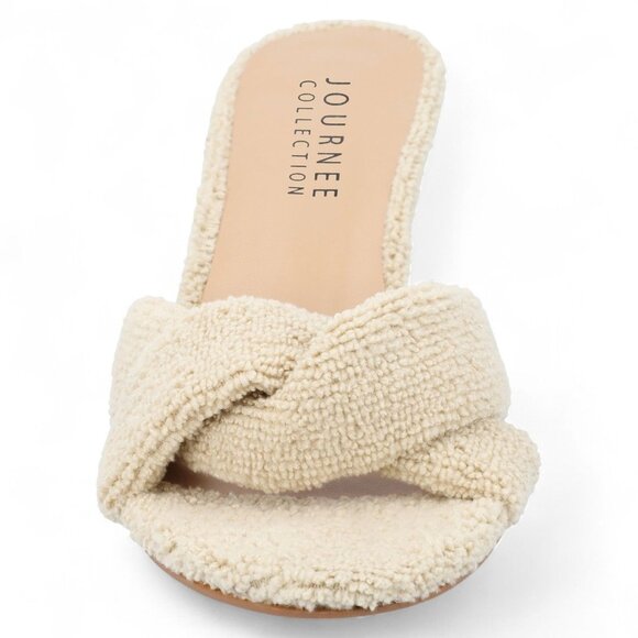 Journee Collection Women's Mannon Terry Cloth Dress Sandals - Tan - Picture 3 of 6